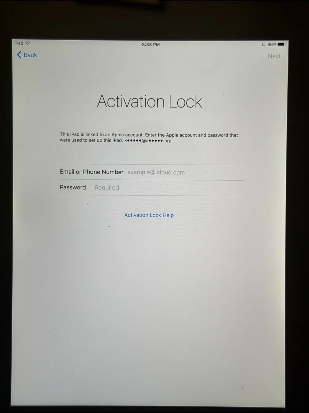 Apple iPad Tablet - Black and White - Activation Locked